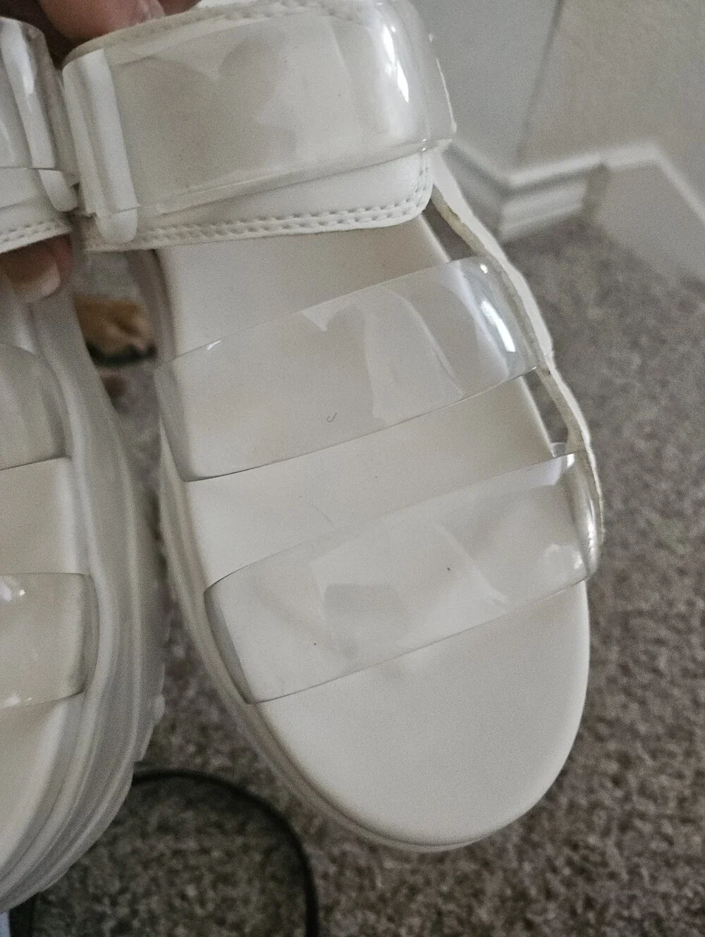 Rebels White Platform Wedge Slide Summer Sandals Adjustable Clear Straps 39 US 8